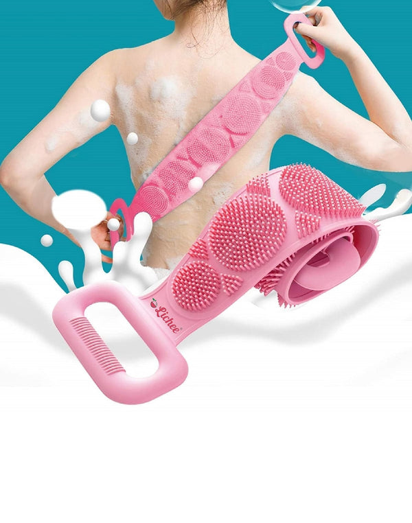 Silicone Body Back Scrubber Bath Brush - Pink