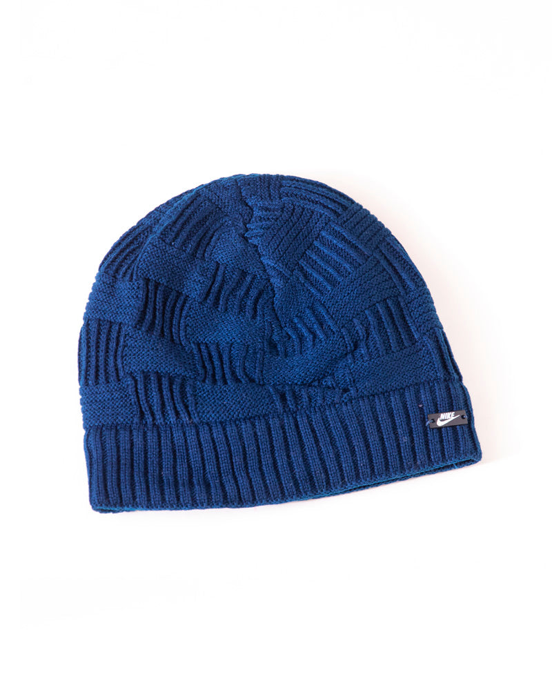 Solid Woolen Winter Cap - Blue