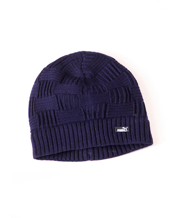 Solid Woolen Winter Cap - Dark Blue