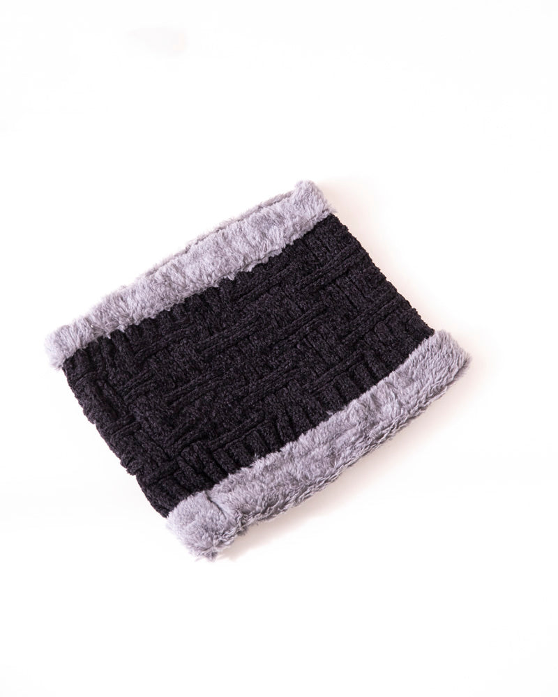 Winter Beanie Woolen Cap with Scarf Set -Black