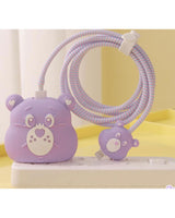 Bear Lilac - iPhone Charger Case and Cable Protector