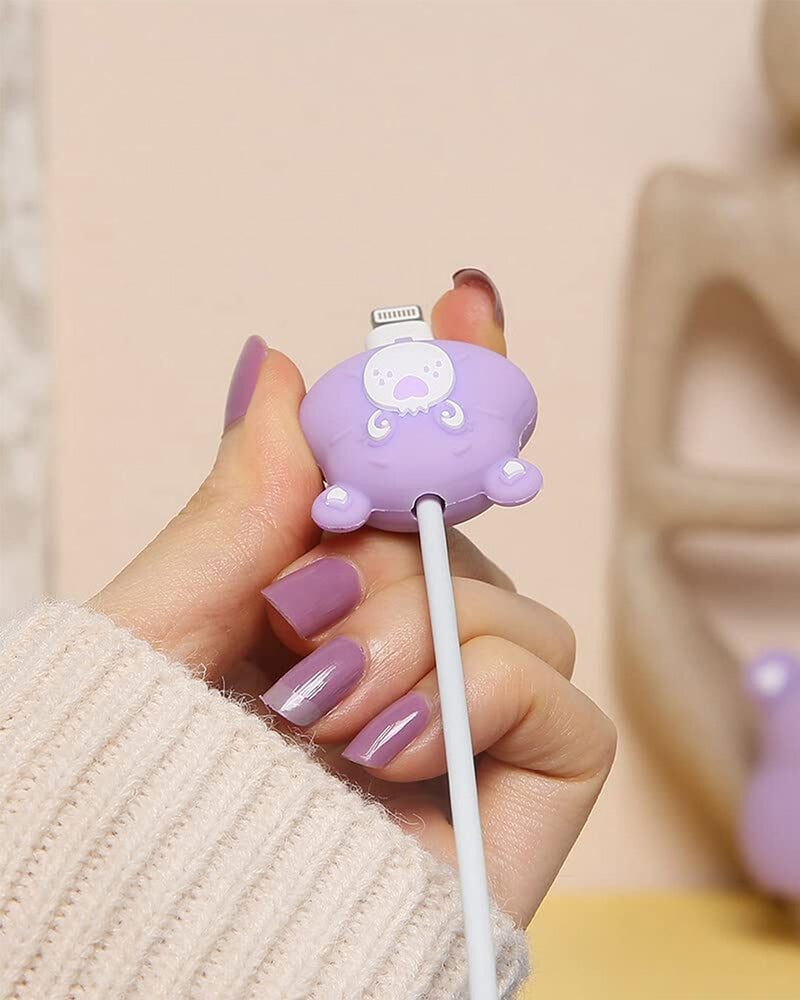 Bear Lilac - iPhone Charger Case and Cable Protector