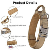 Tactical Dog Collar With Metal Buckle And D-Ring - Medium & Large Breeds