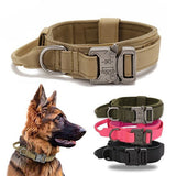 Tactical Dog Collar With Metal Buckle And D-Ring - Medium & Large Breeds