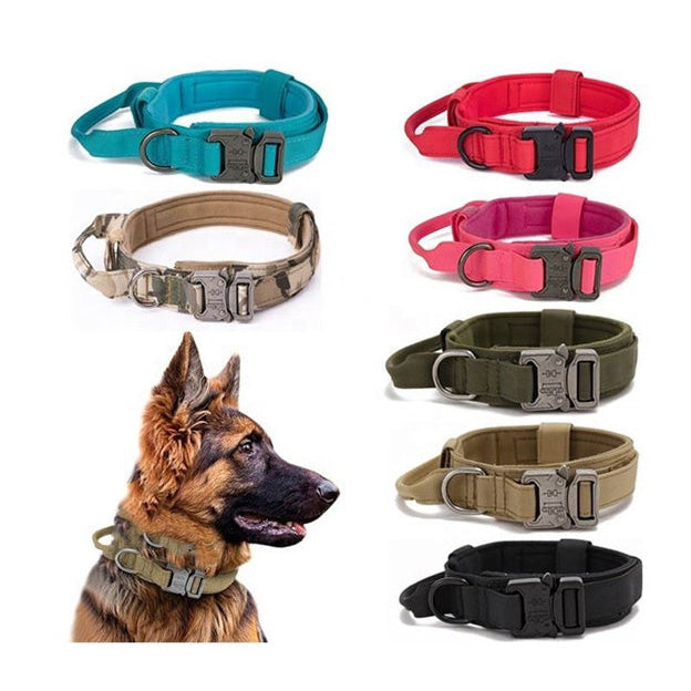 Tactical Dog Collar With Metal Buckle And D-Ring - Medium & Large Breeds