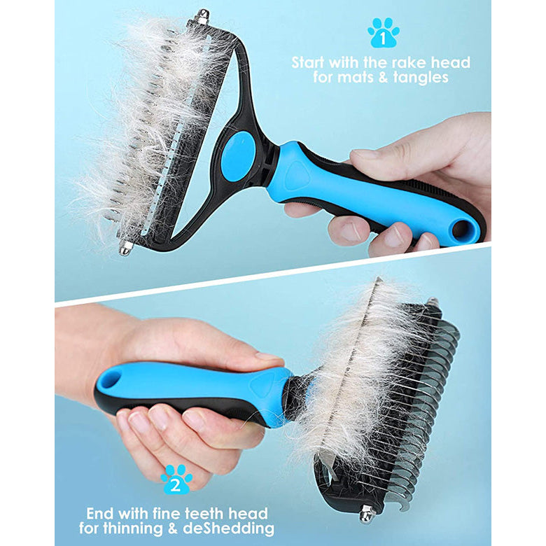 2-In-1 De-Shedding And De-Matting Tool/Comb/Brush For Removal Of Tangles, Matts And Loose Undercoat Fur