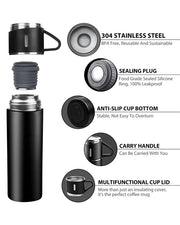 Vacuum Flask Thermos with 3 Cups Set