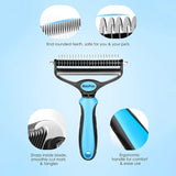 2-In-1 De-Shedding And De-Matting Tool/Comb/Brush For Removal Of Tangles, Matts And Loose Undercoat Fur