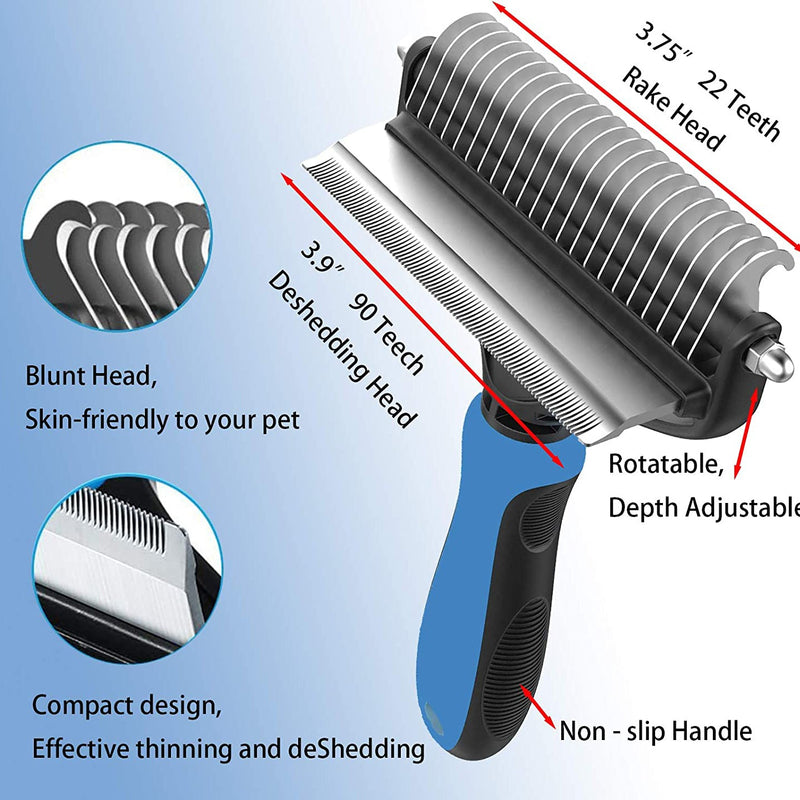 2-In-1 De-Shedding And De-Matting Tool/Comb/Brush For Removal Of Tangles, Matts And Loose Undercoat Fur