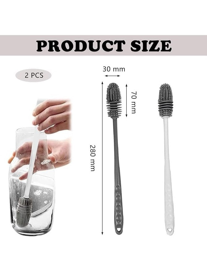 Silicone Bottle Cleaning Brush Set Of 2