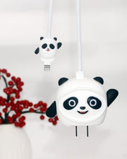 White Panda  - iPhone Charger Case and Cable Protector