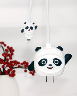 White Panda  - iPhone Charger Case and Cable Protector