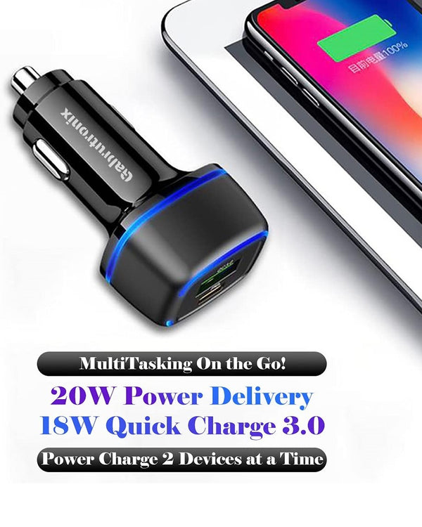 20W Quick Car Mobile Charger With USB And C-Type