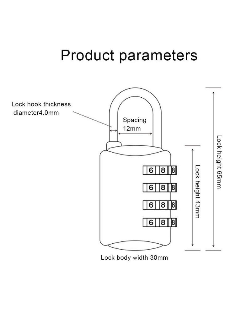 4 Digit Combination Luggage Lock - Blue