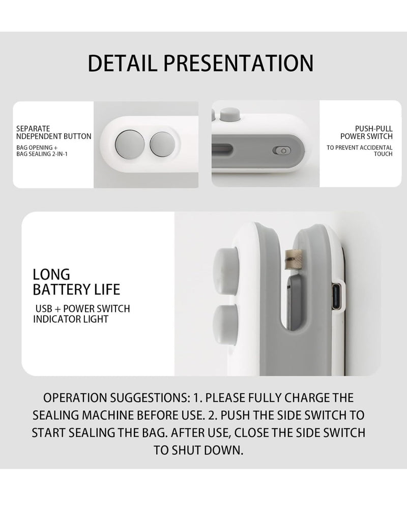 Rechargeable Sealing Machine with Cutter Snack