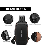 Sling Bag For Men Cross Body - USB Charging Port