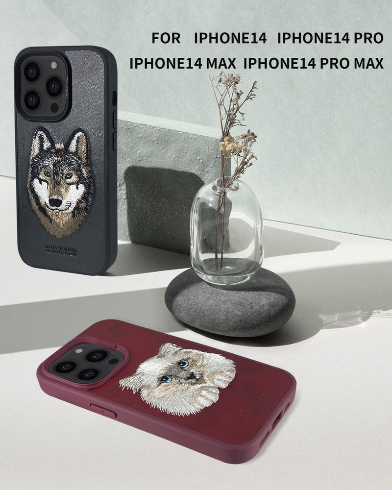 Santa Barbara Polo - Savanna Collection iPhone 14 Pro Max Leather Case 'Wolf' - (Original)