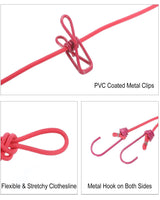 Drying Rope with Hooks - Red