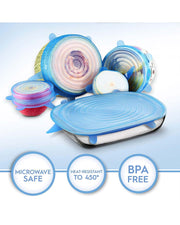 Silicone Stretchable Lids Set, Lids For Containers (Pack Of 6 Lids)