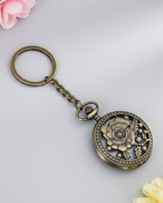 Rose Flower Pocket Watch Keychain