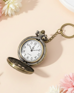 Pocket Watch Motorcycle Retro Keychain