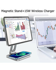 Foldable Tablet Stand With 15W Smartphone Wireless Charger