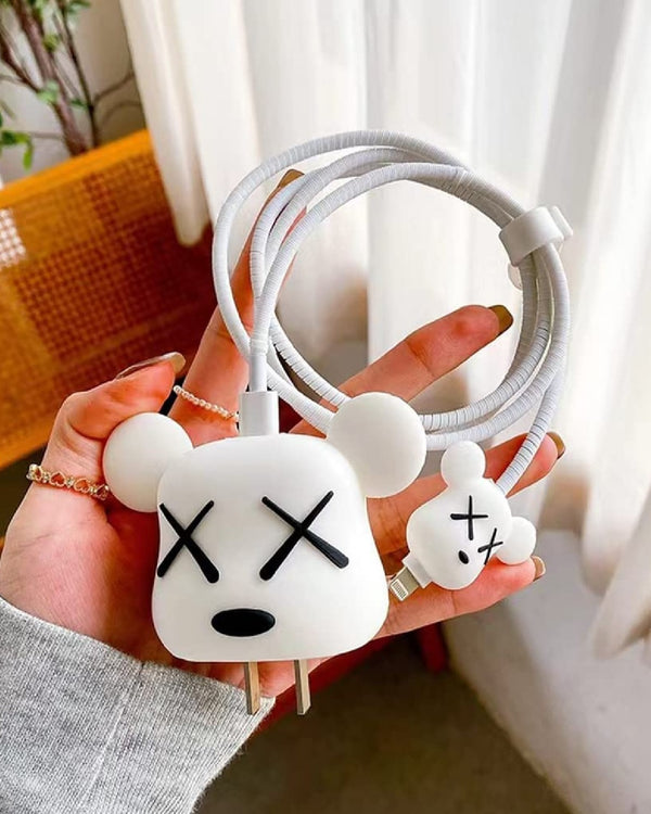 Bear Brick White- iPhone Charger Case and Cable Protector