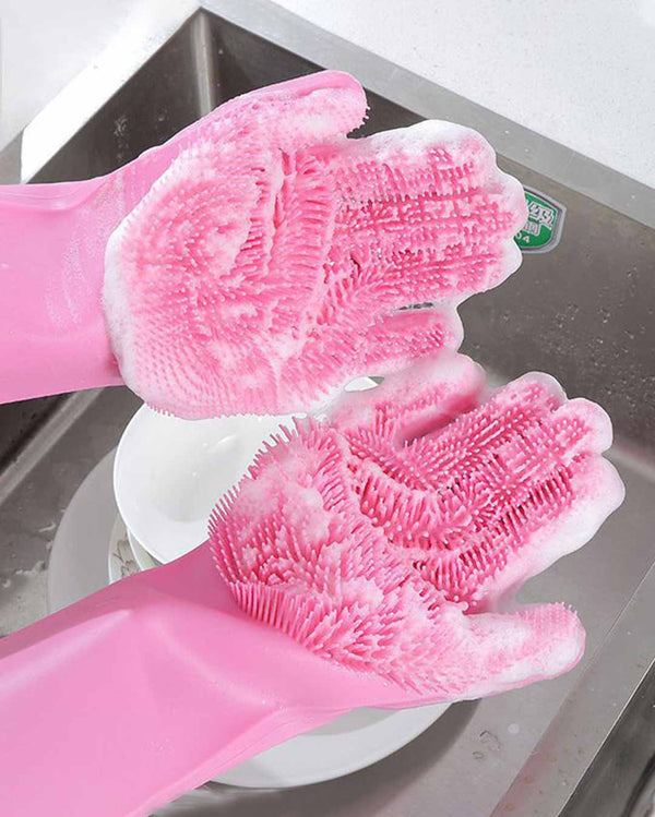 Silicone Magic Bathing Gloves - Pink