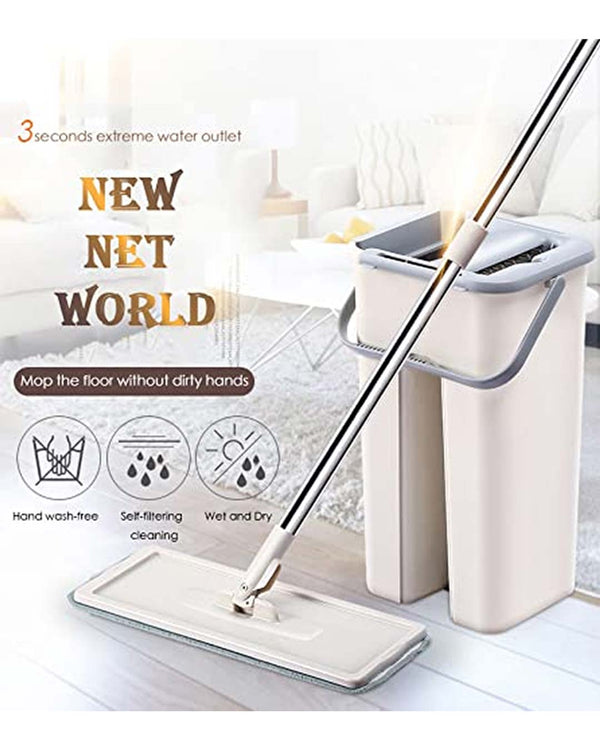 Hand-Free Flat Squeeze Mop Bucket System