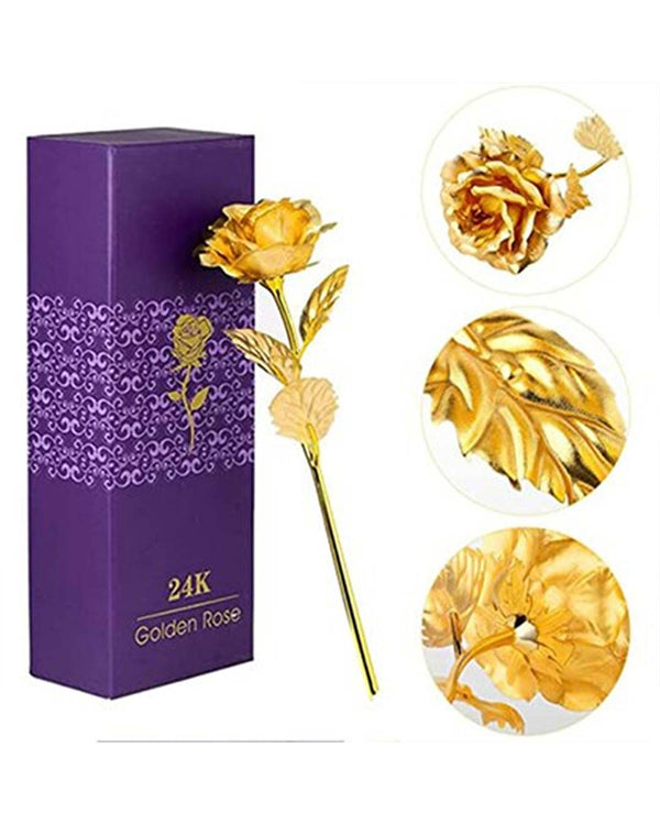 Artificial 24 Karat Gold Plated Rose with Beautiful Box