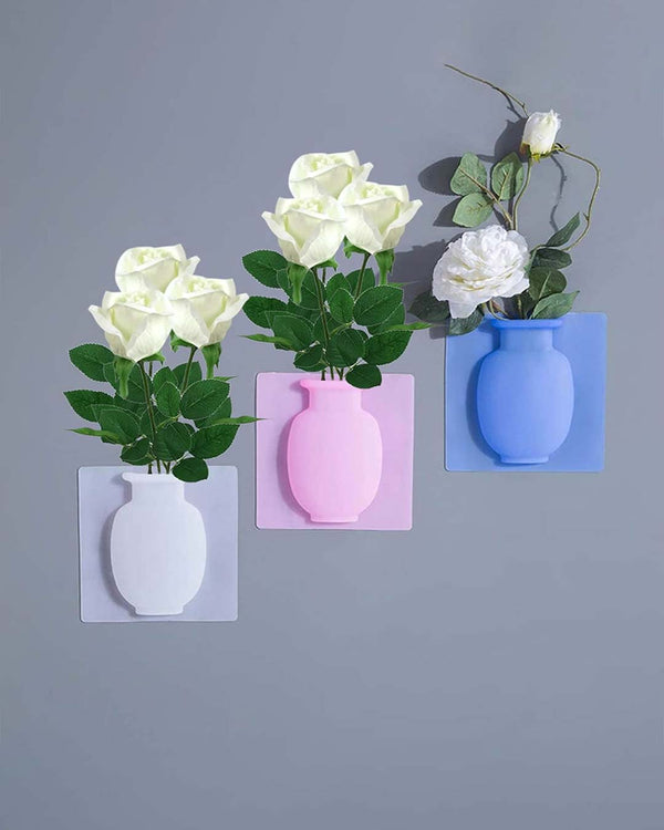 Removable Self Adhesive Hanging Wall Silicone Flower Vase