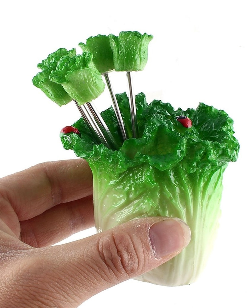 Cauliflower Shaped Fruit Fork - 6 Sticks