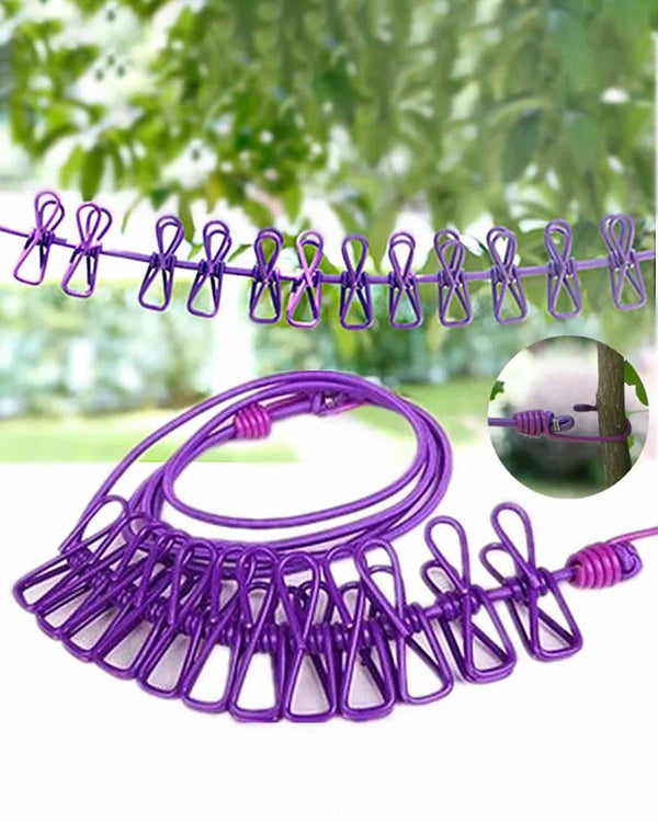 Retractable Camping Clothesline - Purple