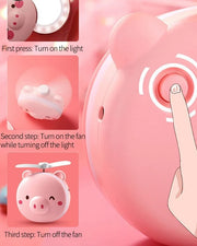 Mini USB Handheld Portable Fan with LED Lights Mirror