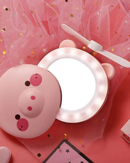 Mini USB Handheld Portable Fan with LED Lights Mirror