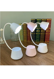 Kone 5 in 1: Desk Lamp, Bluetooth Speaker, FM Radio, Voice Assistant, Camping Light: Pink