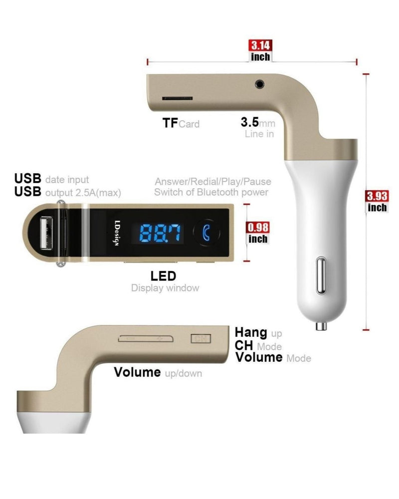 Dual USB Car Charger with Bluetooth