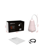 Kone 5 in 1: Desk Lamp, Bluetooth Speaker, FM Radio, Voice Assistant, Camping Light: Pink