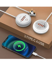 2-Type-C 4-USB Travel Adapter