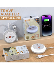 2-Type-C 4-USB Travel Adapter