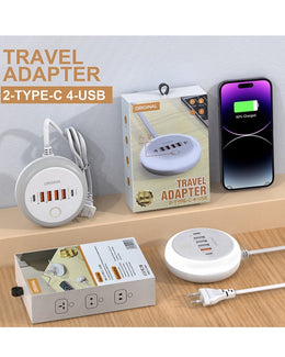 2-Type-C 4-USB Travel Adapter