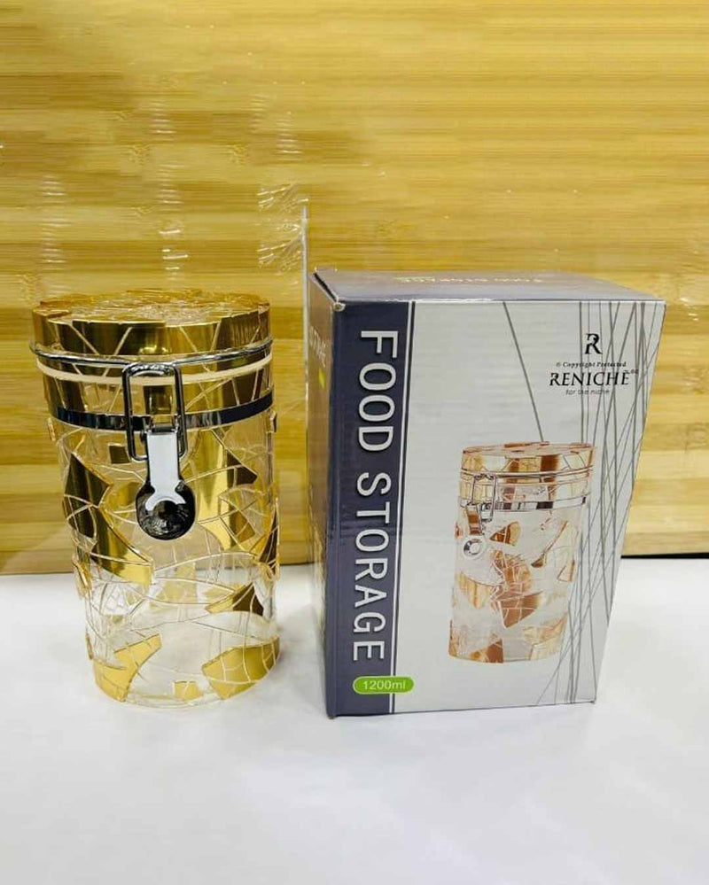 Food Storage Cannister Jar "Gold" - Set Of 2